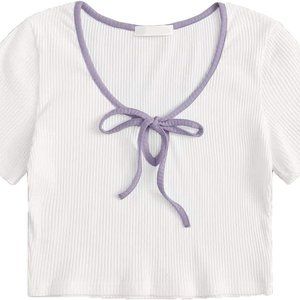 White Ribbed Cropped T-Shirt